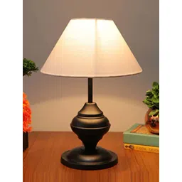 Homesake White & Black Metal Cone-Shaped Table Lamp With Fabric Shade-picture-36