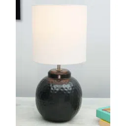 Homesake White & Black Metal Ginger Jar Antique Drum Table Lamp-picture-13