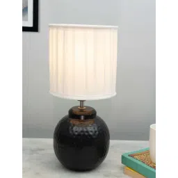 Homesake White & Black Metal Ginger Jar Antique Pleated Table Lamp-picture-35