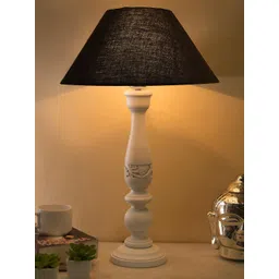 Homesake White & Black Solid Bedside Standard Table Lamp with Shade-picture-42