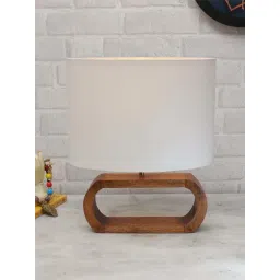 Homesake White & Brown Wood Bedside Desk Nightstand Table Lamp-picture-15