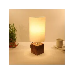 Homesake White & Brown Wood E27 Antique Base Table Lamp - Set of 1-picture-19