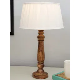 Homesake White & Brown Wood Empire Pleated Table Lamp-picture-38