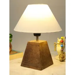 Homesake White & Brown Wood Pyramid-Shaped Table Lamp With Fabric Shade-picture-36