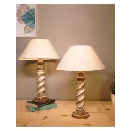 Homesake White & Brown Wood Signature Rustic Table Lamp - Set of 2-picture-26