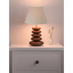 Homesake White & Brown Wood Table Lamp With White Jute Shade LED Bulb Included-picture-10