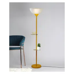 Homesake White & Gold Toned Metal Cylinder Shaped Floor Lamp With Dual Shade-picture-19