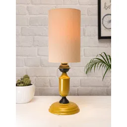 Homesake White & Gold Toned Solid Metal Cylinder Shape Table Lamp-picture-21