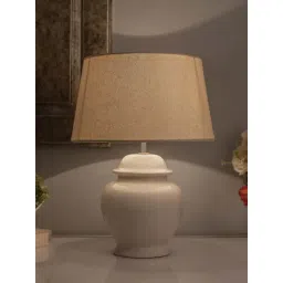 Homesake White Ceramic Table Lamp with Drum Shade (Bulb Included) - Set of 1-picture-34