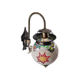 Homesake White Metal & Glass Turkish Mosaic Wall Lamp - Set of 1 (Bulb not included)-picture-33