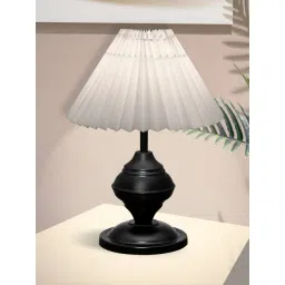 Homesake White Metal Bedside Pleated Table Lamp with Shade-picture-28