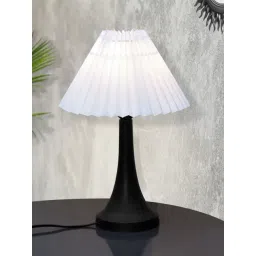 Homesake White Metal Bedside Pleated Table Lamp with Shade-picture-29