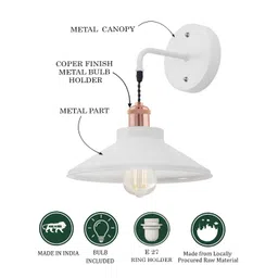 Homesake White Metal Cylinder Shaped Wall Lamp image 3