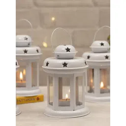 Homesake White Metal Decorative Lantern Candle Holder - Set of 4-picture-37