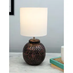 Homesake White Metal Ginger Jar Antique Drum Table Lamp-picture-26