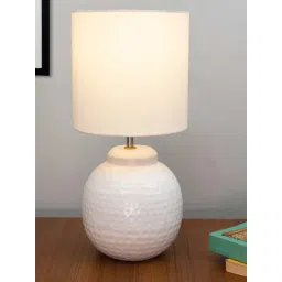 Homesake White Metal Ginger Jar Antique Drum Table Lamp-picture-27