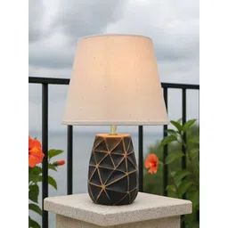 Homesake White Textured Ceramic Industrial Frusturical Shaped Table Lamp-picture-40