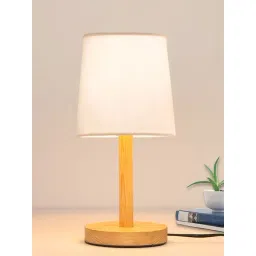 Homesake White Wood Morden Minimalist Bedside Table Lamps with Shade-picture-42