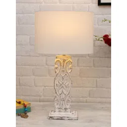 Homesake White Wood Sculptural Hand Carved Table Lamp-picture-36
