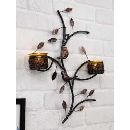 Homesake Yellow Metal Tree With Bird Nest Votive Wall Candle Holder-picture-18