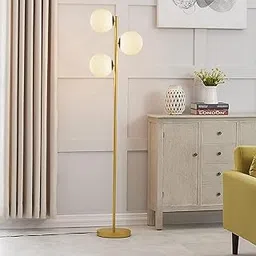 Homesake Industrial Tree LED Floor Lamps for Living Room, Standing Lamp with 3 Frosted Glass Globe Shades, 62" Golden (Golden)-picture-11
