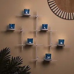 Homesake Metal White Scorching Ladder With Six Votive Wall Hanging Candle Tealight Holder, Pack of 2-picture-12