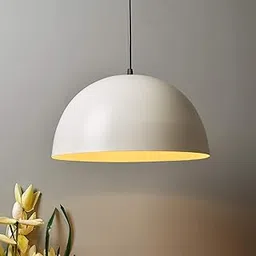 Homesake Modern Hanging Dome Pendant Light | Minimalist Hanging Ceiling Lamp | White Metal Shade | Contemporary Home Decor Lighting Fixture | Ideal for Living Room, Dining Room, Kitchen, Bedroom-picture-15