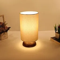 Homesake Modern Zen Wooden Lampshade Nightstand Lamps, Antique Base E27 Creative Reading Bedside Lamps Ideal for Bedroom (Pebble, Beige)-picture-14