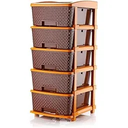 HOMESPOT Plastic Drawers Storage - Versatile Storage Drawer Organizer Your Essentials - Ideal Drawers for Storage in Home, Office, or Classroom Brown (Brown, 5 Layer)-picture-28