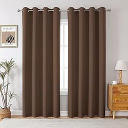 Homestan Blackout Door Curtains 7 Feet Long Set of 2, Room Darkening Blackout Parda 7 Feet with Grommet Design for Home Decor (7x4 Feet, Dark Brown)-picture-14
