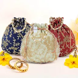 homestic By Kuber Industries Women Blue, Maroon, Green Potli image 1