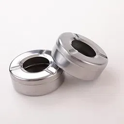 Homestic Decorative Ash tray for Cigarette Stylish|Round Shape Pack of 2 (Silver)-picture-11