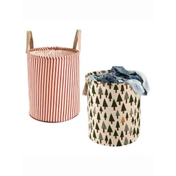 HOMESTIC 2-Pcs Red & Green Printed Foldable Laundry Bag - 60 L-picture-24