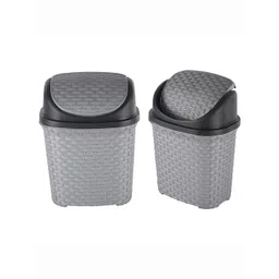 HOMESTIC 2Pcs Black & Grey Checked Swing Dustbins With Lid - 7 L-picture-40
