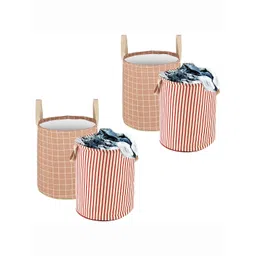 HOMESTIC 4-Pcs Brown & Maroon Printed Foldable Laundry Bag - 60 L-picture-39