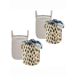 HOMESTIC 4-Pcs Green & Grey Printed Foldable Laundry Bag - 60 L-picture-28