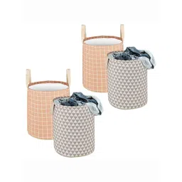 HOMESTIC 4-Pcs Grey & Brown Printed Foldable Laundry Bag - 60 L-picture-33