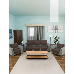 HOMESTIC Brown & Brown Printed Cotton Sofa Cover-picture-19