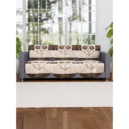 HOMESTIC Brown & Cream-Coloured Printed Sofa Cover-picture-23