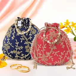 homestic By Kuber Industries Women Blue, Red Potli-picture-12