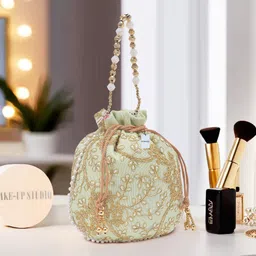 homestic By Kuber Industries Women Green Potli-picture-20