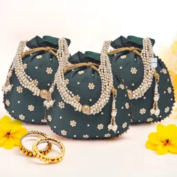 homestic By Kuber Industries Women Green Potli-picture-11