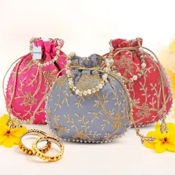 homestic By Kuber Industries Women Grey, Pink, Red Potli-picture-14