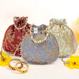 homestic By Kuber Industries Women Maroon, Green, Grey Potli-picture-13