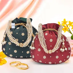 homestic By Kuber Industries Women Maroon, Green Potli-picture-24