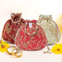 homestic By Kuber Industries Women Maroon, Green, Red Potli-picture-38