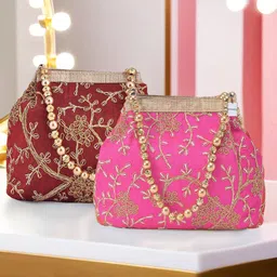 homestic By Kuber Industries Women Maroon, Pink Potli-picture-18