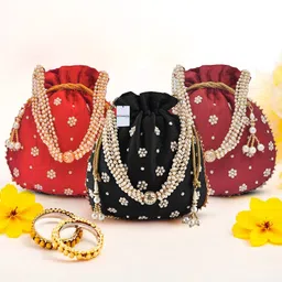 homestic By Kuber Industries Women Pink, Maroon, Black Potli-picture-35