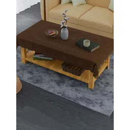 HOMESTIC Coffee Brown Floral Anti-Slip Cotton 4-Seater Table Cover with Textured details-picture-28