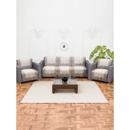 HOMESTIC Cream-Coloured & Cream-Coloured Printed Cotton Sofa Cover-picture-18